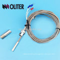 ss304 ss316 braided shielding cable pressure spring probe forks rtd temperature sensor manufacturer pt100